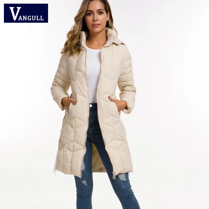 VANGULL, зимняя женская куртка, качество, повседневное, толстое, длинное, с капюшоном, пальто для женщин, черная, Женская парка, casaco, Женская куртка