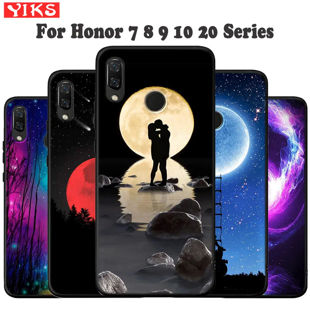 

Starry Nigh Stars Moon Couple Phone Case For Honor 20 Pro 10 9 9i 8 Lite 8X 8C 8S 7A 7X V20 View 20 Couple Cover Fundas Etui