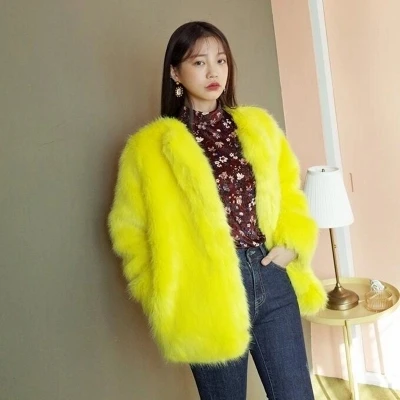 

New Style High-end Fashion Women Faux Fur Coat