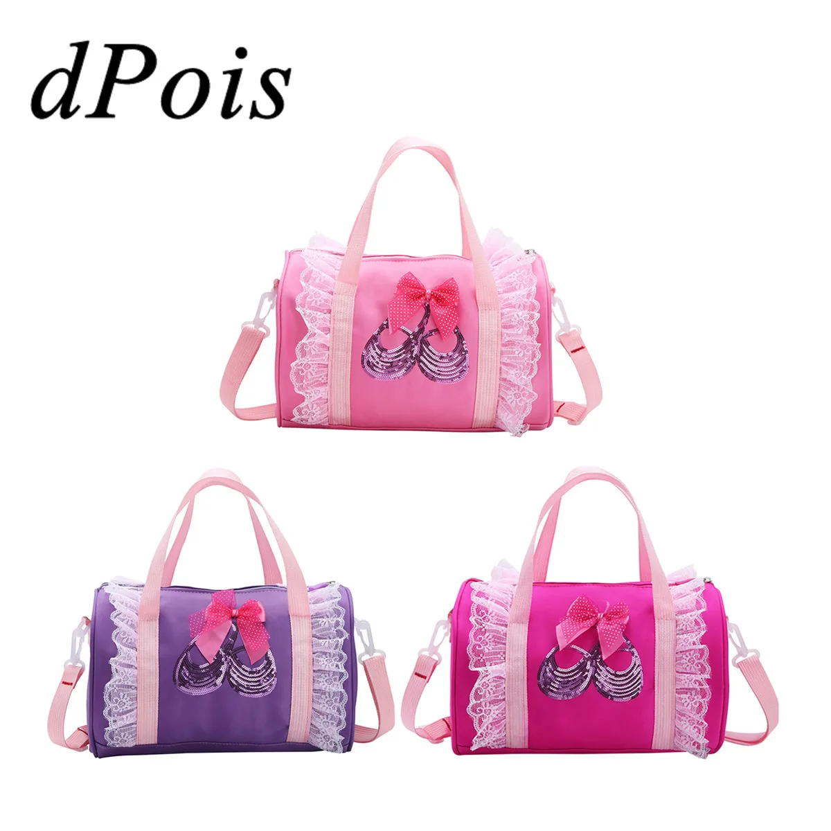 Kids Girls Lovely Ballet Dance Bag Sequins Ballet Shoes Duffle Bag