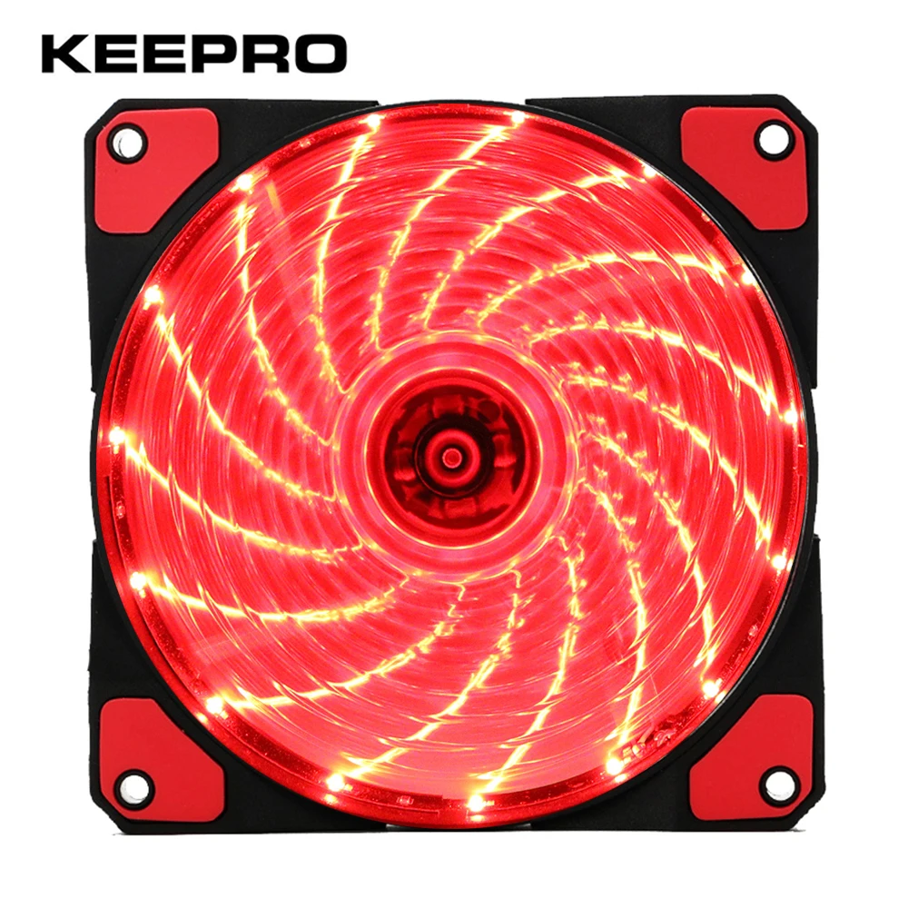 KEEPRO Original 15 Lights LED Silent Fan PC Computer Chassis Case Heatsink Cooler Cooling DC 12V 4P 3P 120*120*25mm | Компьютеры и