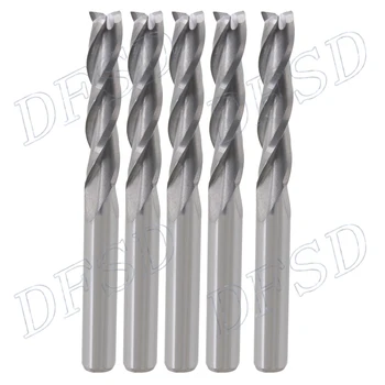 

4mm Shank 17mm Blade Length Carbide CNC Three 3 Flute Spiral Bit End Mill Cutter Pack of 5