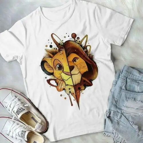 Лев Король Simba лица Футболка белая хлопковая Мужская США поставщик и женская