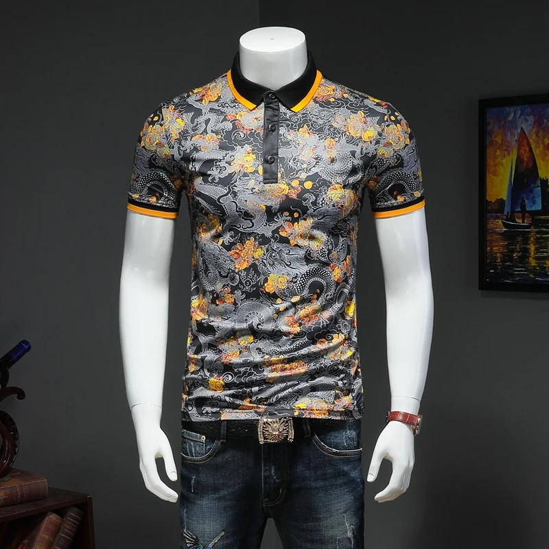 

2019 summer men lapel POLO short-sleeved shirt printing qiantang P75 2009 article number 58340