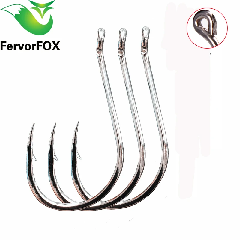 100Pcs High Carbon Steel Fishing Hooks Set in Fly Fishhooks Jig Barbed With Hole For Fishing Accessories Pesca 3# -12#