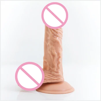 Most Realistic Dildo! 170*34MM Nature Feel Artificial Rubber Suction Cup Fake Penis with Balls, Adult Sex Toys, Erotic Products 1