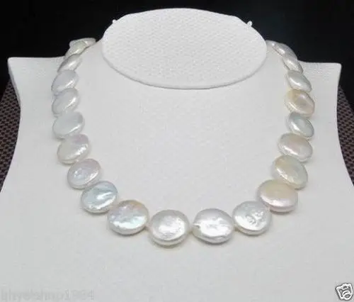 

Hot sale new Style >>>>>Natural 11-12MM White SOUTH SEA Coin Pearl Necklace 17