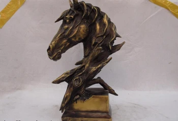 

song voge gem S0814 15.5 Chinese Old Bronze Copper Exquisite Decoration Lucky Horse Head Art Statue