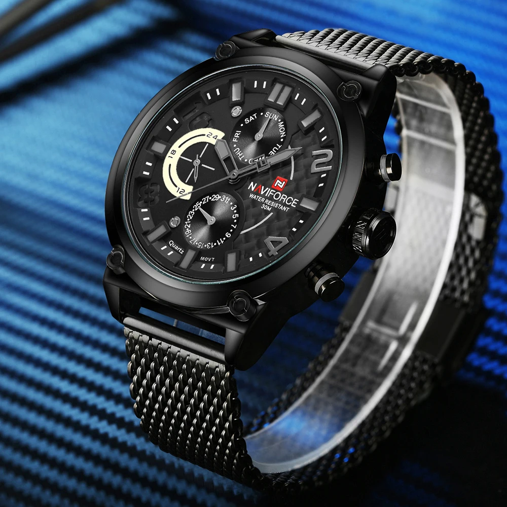 Часы наручные NAVIFORCE Мужские кварцевые люксовые брендовые водонепроницаемые