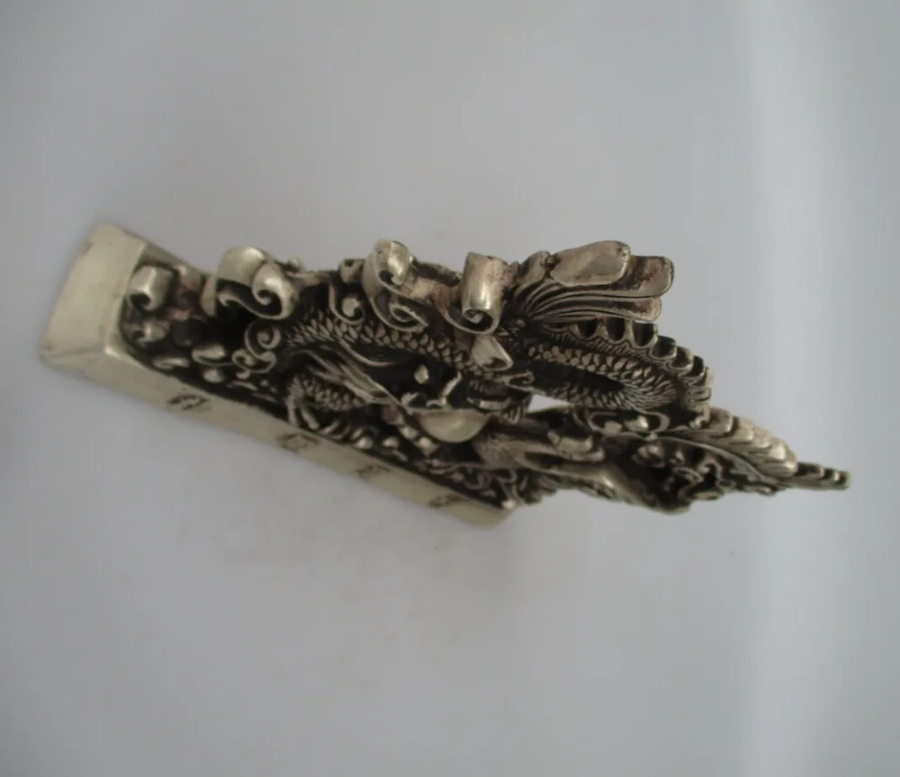 Antique-antiques-Collectible-Decorated-Old-Handwork-Tibet-Silver-Carved-Dragon-and-Phoenix-Statue-Animals-Sculpture-Christmas (3)