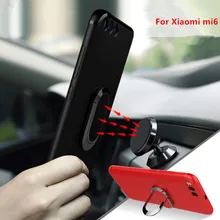 Pour Xiaomi Cas De Luxe Du Mi6 Anneau Titulaire Stand Magnétique Aspiration Support voiture Téléphone Stand TPU Cas Pour Xiaomi mi 6 en Silicone Souple cas