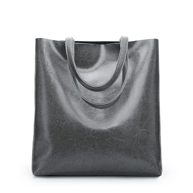 Новинка, Сумки из натуральной кожи, большая Вместительная женская сумка-тоут, женская модная дизайнерская сумка-мешок, сумка-шоппер, сумки через плечо - Цвет: gray