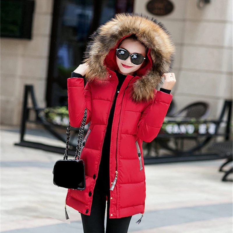 New 2018 Winter Jacket Women Coats Artificial raccoon hair collar Female Parka black Thick Cotton Padded Lining Ladies Coats