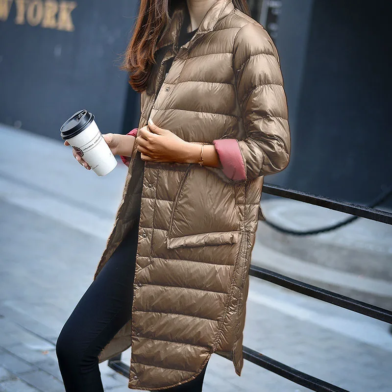 Wipalo длинная куртка с отложным воротником сезон осень-зима тонкий удлиненный пуховик