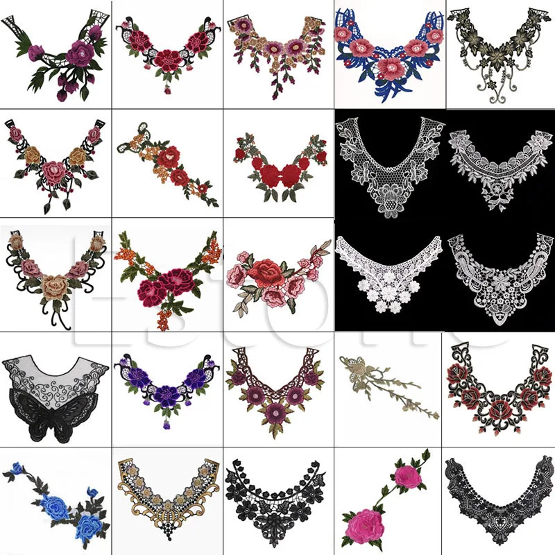Lace Floral Embroidered Neckline Neck Collar Clothes Trim Sewing