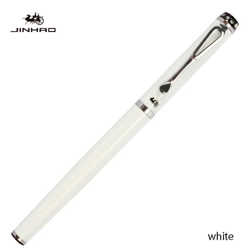 Jinhao 301 чернильная ручка супер тонкий наконечник 0,5 мм металлический роскошный шлейф каллиграфическая самопишущая ручка высокого качества Студенческая авторучка - Цвет: jinhao301 baise