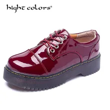 Женские оксфорды в английском стиле; модная Осенняя обувь; женская обувь на плоской подошве с круглым носком; Повседневная Винтажная обувь на платформе в стиле панк; Цвет Красный; calzado mujer
