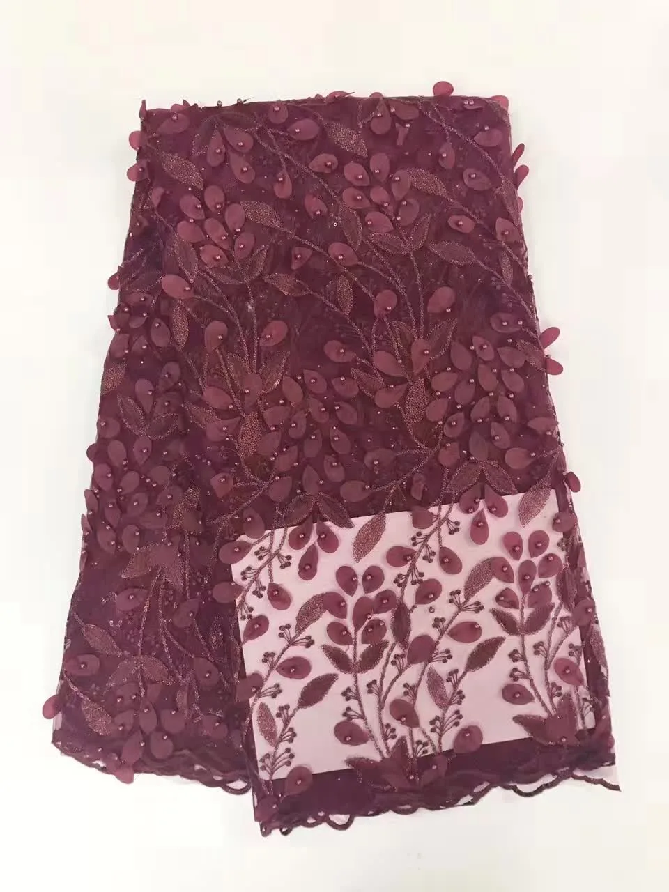 

African Lace Fabric Wedding Decoration French Nigerian Dentelle Telas Guipure Embroidered Trim Beaded High Quality J057