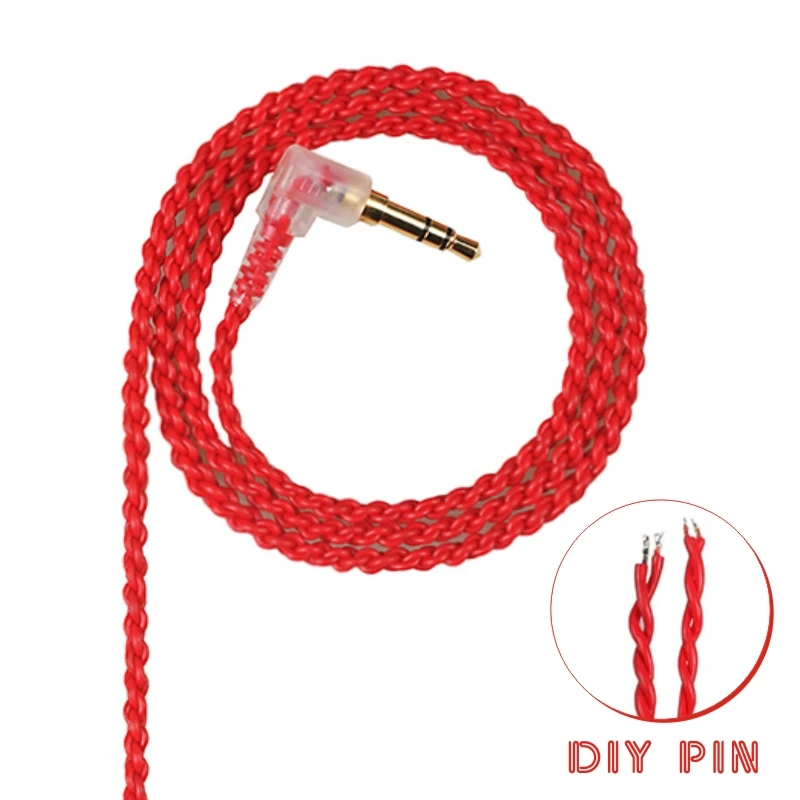 FDBRO 3,5 мм Сделай Сам штыревой провод для наушников 1,2 м Ремонт Замена кабеля наушников покрытый проводом 2PIN 0,78 мм IM A2DC MMCX IE80 IE8I - Цвет: Red