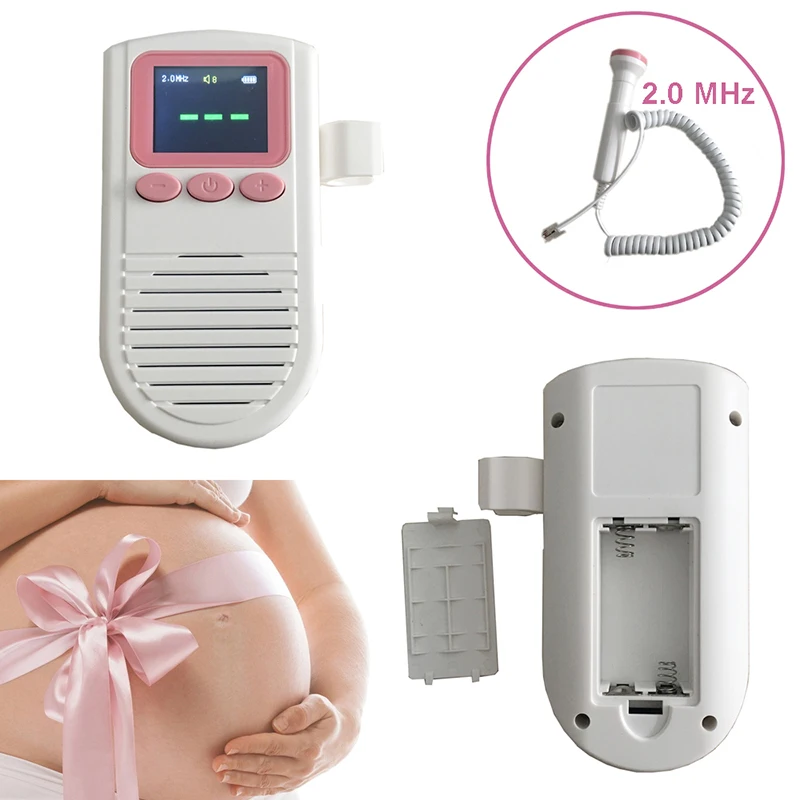 

2 Modes Ultrasonic Fetal Doppler Large Color Display Baby Fetal Heart Rate Monitor 2.0Mhz Probe with FHR Scale with Loudspeaker