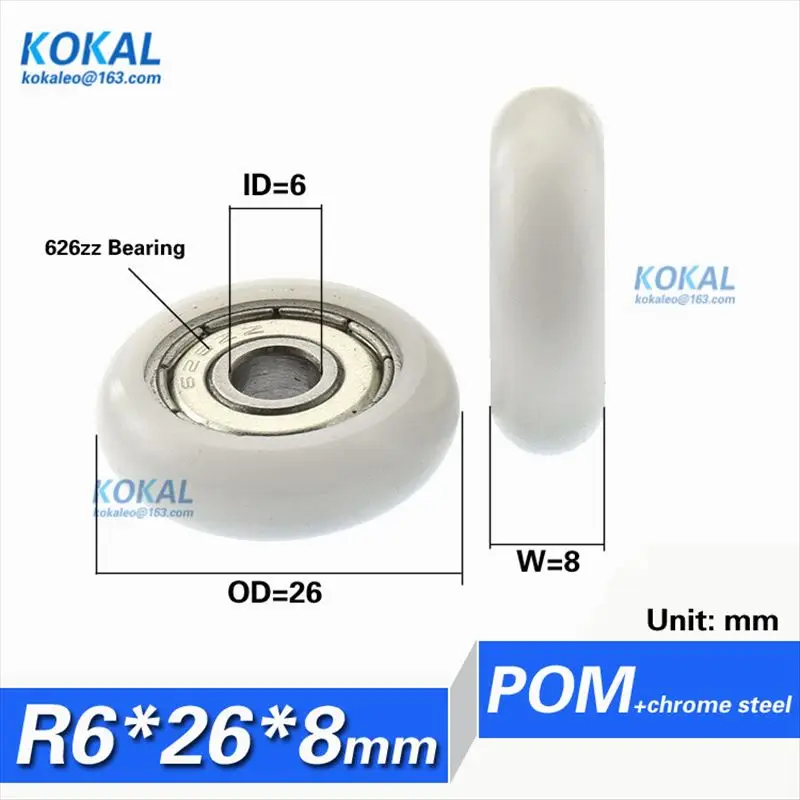 [R0626 8] 10PCS high quality 626zz ball bearing coated with POM sliding