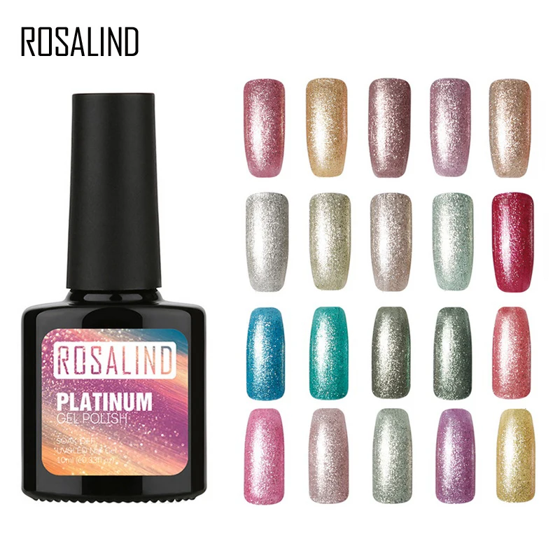 ROSALIND Glitter Nail Polish Gel Nail Art Long lasting Soak off UV Gel
