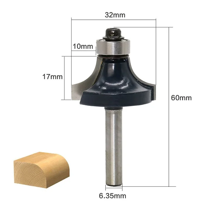 1 шт. 1/4 хвостовик 1/", 3/8" Радиус деревообрабатывающий режущий Маршрутизатор Инструменты круглый над фреза для отделки кромки бит