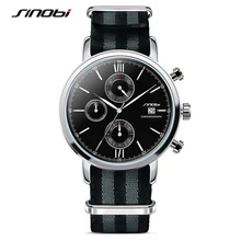 SINOBI Sports Chronograph Men Wrist Watches NATO Strap Nylon Watchband Luxury Military Males Geneva Quartz Clock