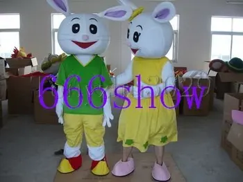 

Happy rabbits cartoon mascot costume free shipping