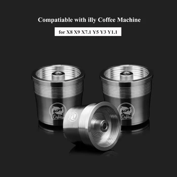 

ICafilas 4PCS/set Stainless Steel Reusable Coffee Filter Refillable Capsule Cup Pod Tamper For Machine Capsula