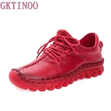 GKTINOO женская обувь на плоской платформе из натуральной кожи на шнуровке с круглым носком женская повседневная обувь для женщин