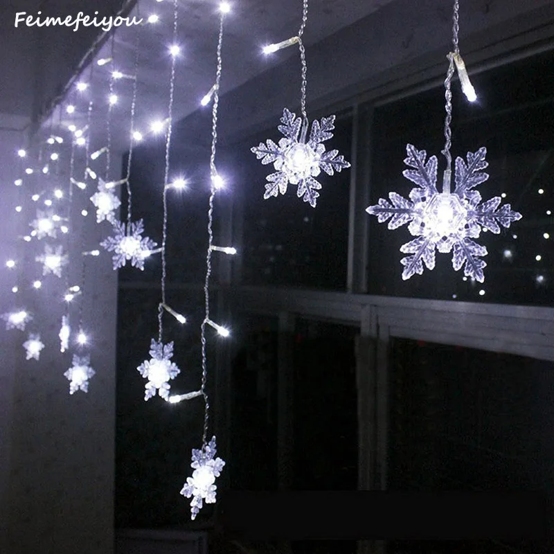Feimefeiyou Waterproof 3.5M 96 LED Snowflake 8 Modes String Fairy Light for Christmas New Year Festival Wedding Eaves Decoration Feimefeiyou Waterproof 3.5M 96 LED Snowflake 8 Modes String Fairy Light for Christmas New Year Festival Wedding Eaves Decoration