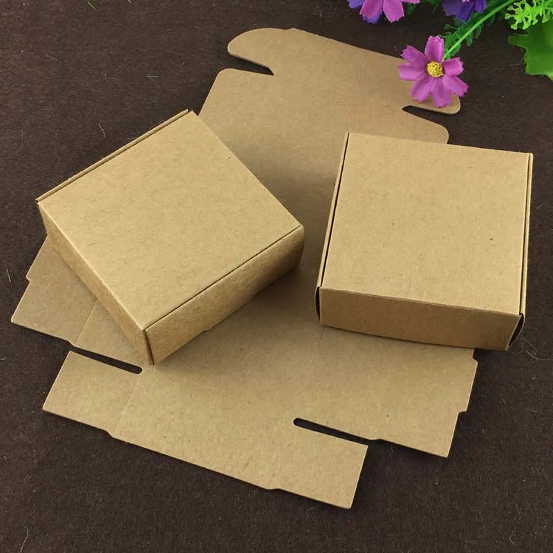48 шт/партия Чистая крафт-бумага подарочная коробка квадратная кардборада упаковочная коробка ручной работы ювелирные изделия аксессуары