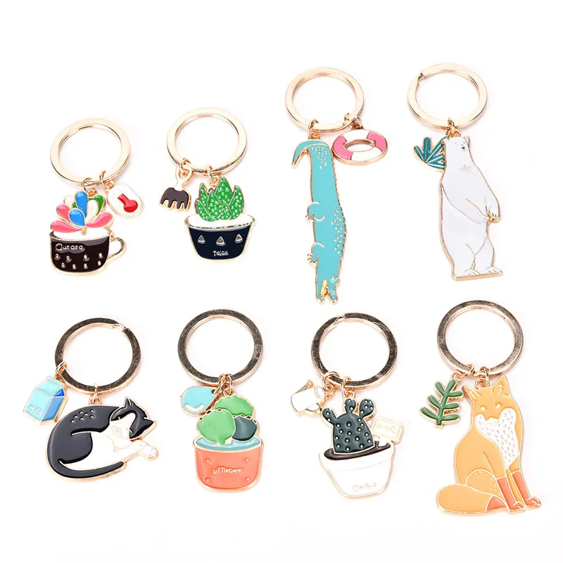 

1Pc Creative Succulent Plants Cactus Keychain Key Ring Keyfob Key Chain