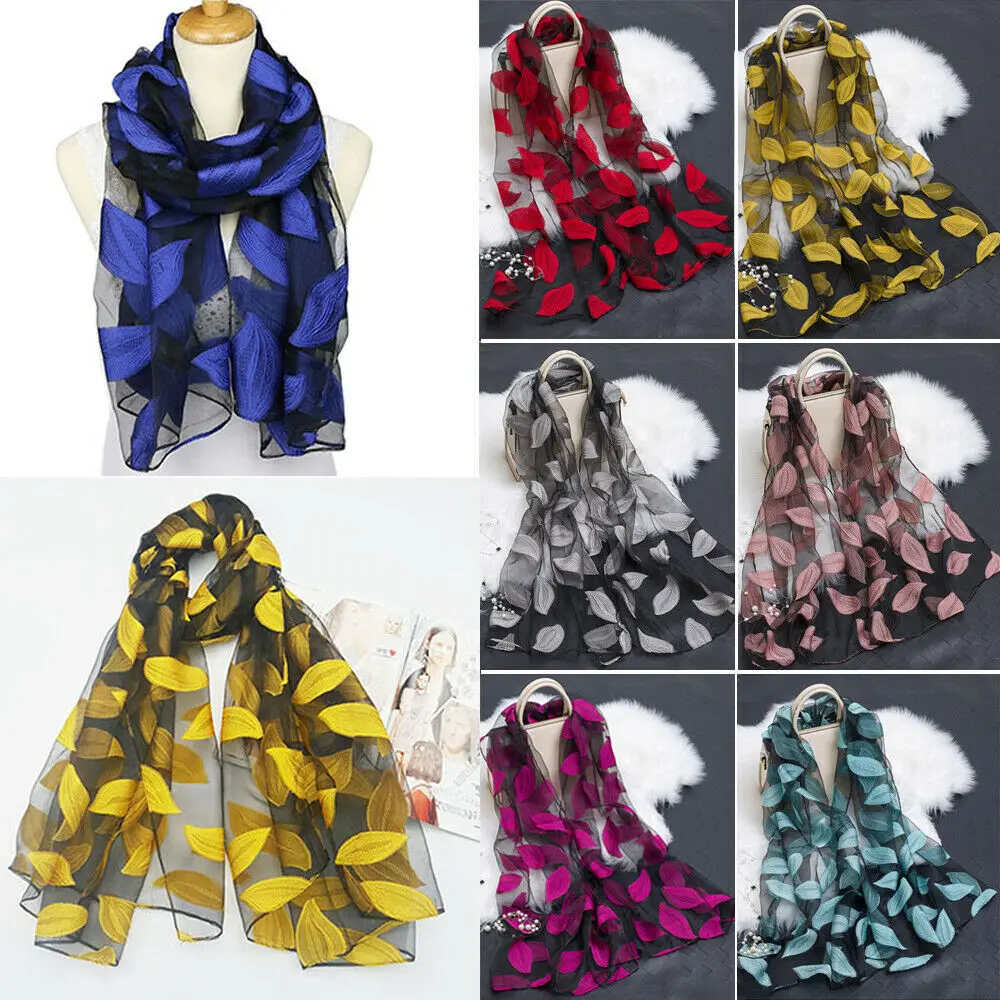 

Fashion Women Ladies Fashion Shawl Wrap Long New Satin Solid Silk Scarf Elegant Lace High Quality Silk Scarf Shawl Wrap