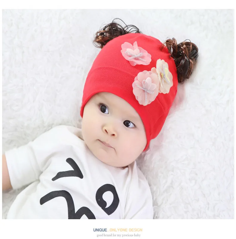 2018 New Autumn And Winter Gods Bear Baby Wig Hat Female Curly Hat Baby Cap Princess Hat Comfortable Hat ACI95 (6)