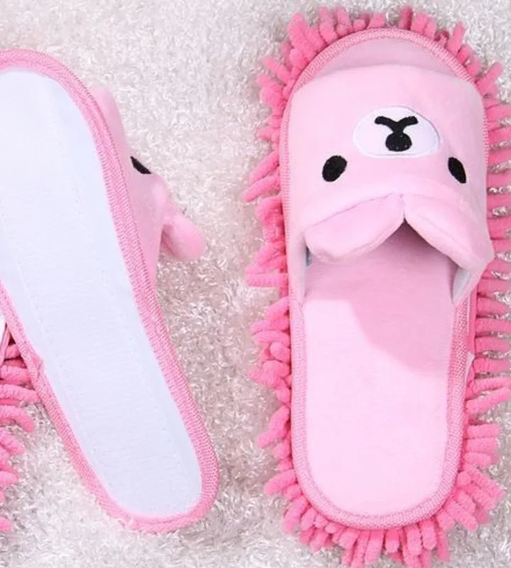 Cartoon Bear Scrub Removable Chenille Dust Mop Slippers Household Home Accessories Micro Fiber Sanitary Floor Cleaning Kichen