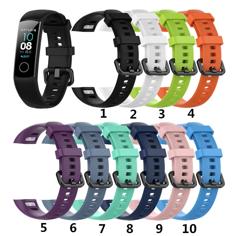 100 шт. замена силиконовый браслет на запястье для huawei Honor band 4/5 Смарт-Браслет Ремешок силиконовый ремешок для смарт-браслет