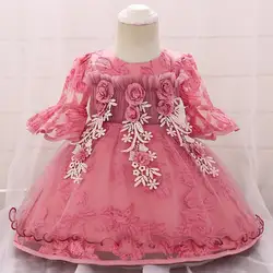 1-4T детское платье с цветочным узором для девочек детское кружевное бальное платье принцессы на день рождения для маленьких девочек