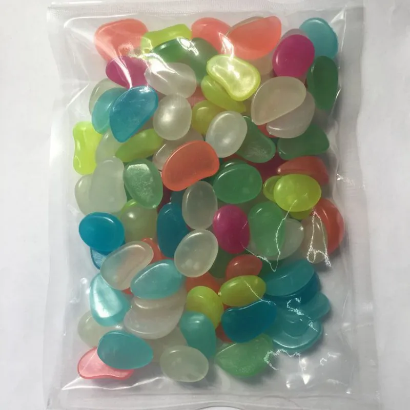 100Pcs Glow in the Dark Garden Pebbles Glow Stones Rocks For Garden Walkways luminous multicolor pebbles - Color: J