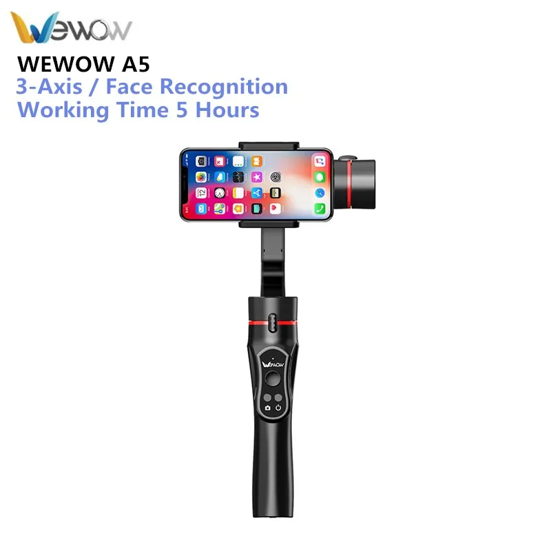 

Wewow A5 3-Axis Handheld Gimbal Tripod Holder Video Stabilizer Face Recognition Suit for 4-5.5 inch Smartphone Action Camera