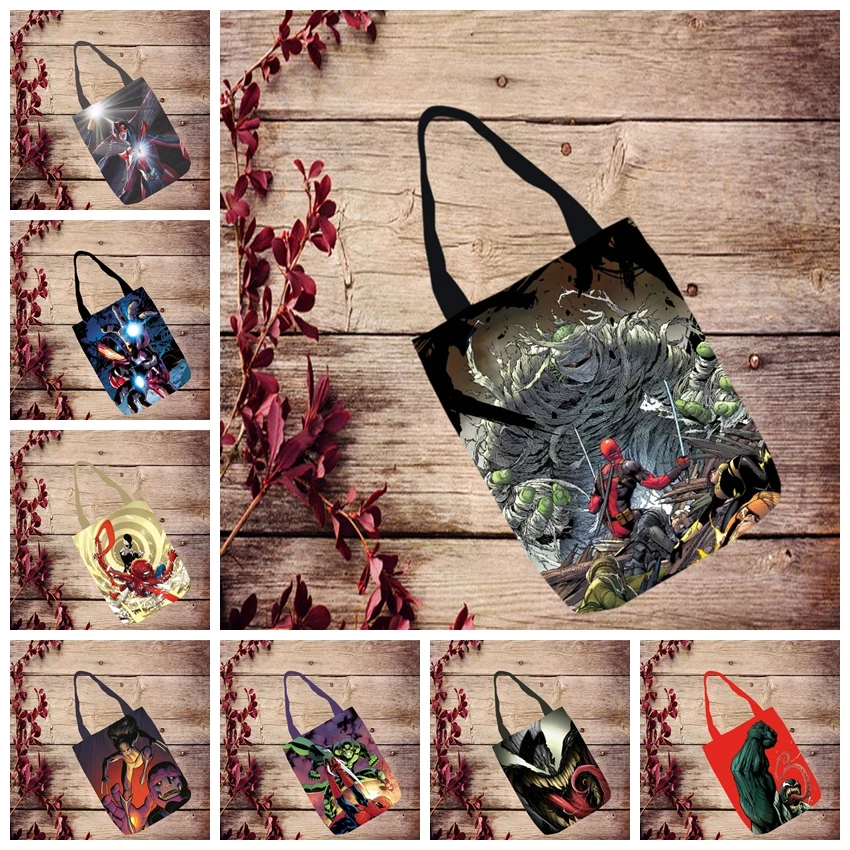 

COOL The Avengers Fashion Anime Foldable Handbag Canvas Shopping Bag Casual Shoulder Bags Customized Tote unisex New