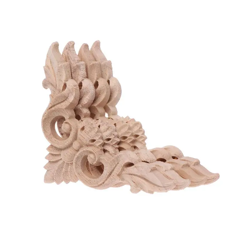 

4pcs/set Wood Carved Corner Flower Onlay Applique Unpainted Frame Cupboard Cabinet Decal For Home Furniture Decor 8x8cm