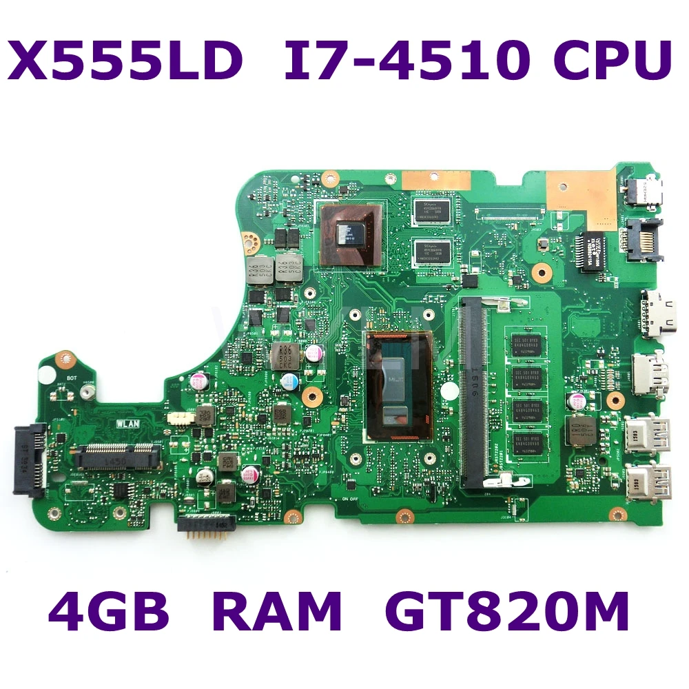 

X555LD MB._4G/I7-4510U/AS Graphics Card GT840M mainboard For ASUS R556UB X555L X555LD X555LA laptop motherboard 100% Tested