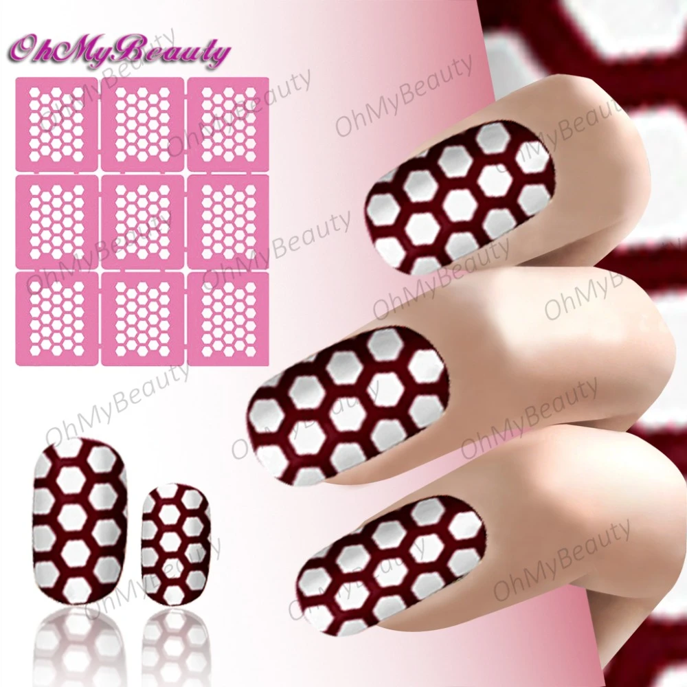 ネイルビニルハニカム柄ネイルアートステンシルガイドビニールデカールステッカー Nail Art Stencils Nail Vinylspattern Nail Aliexpress