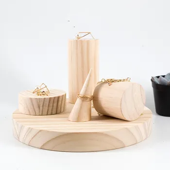 

Wood Ring Bracelets Necklace Bangle Display Holder Jewelry Display Blocks Jewellery Display Blocks