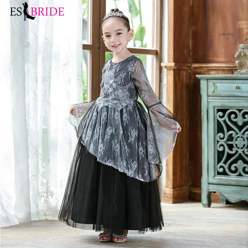 

Communion Dress Fashion White Printing Wedding Bridesmaid 2019 New Elegant Princess Party Dresses Children Dresses ES1710