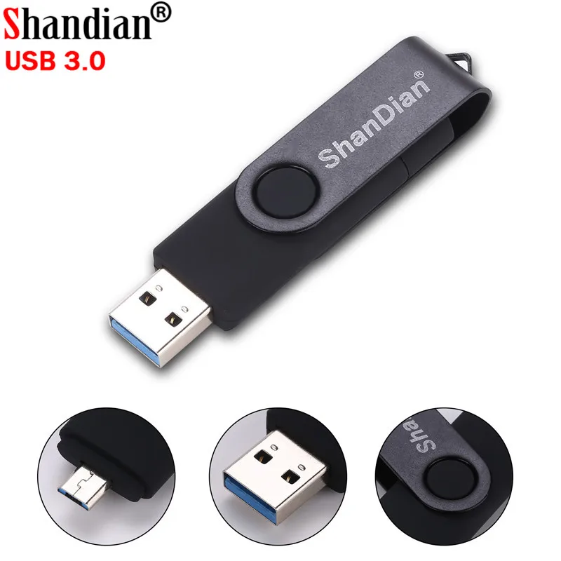 

SHANDIAN wholesale Mobile phone computer dual use OTG USB 3.0 Memory Pen Drive Stick 4GB 8GB 16GB 32GB Flash Drive U disk