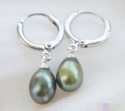 

free shipping 00104 GREEN RICE FRESHWATER PEARL DANGLE EARRING