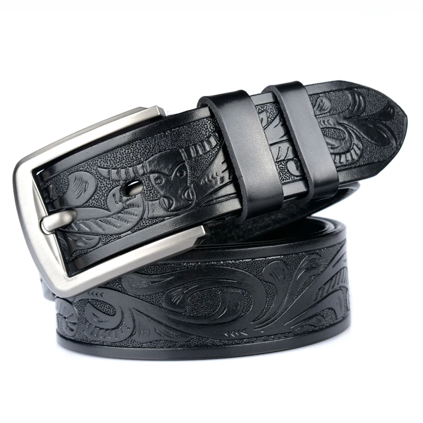New Fashion Men Stereoscopic Patten Belt High Quality Genuine Leather Strap Men Belt Factory ...